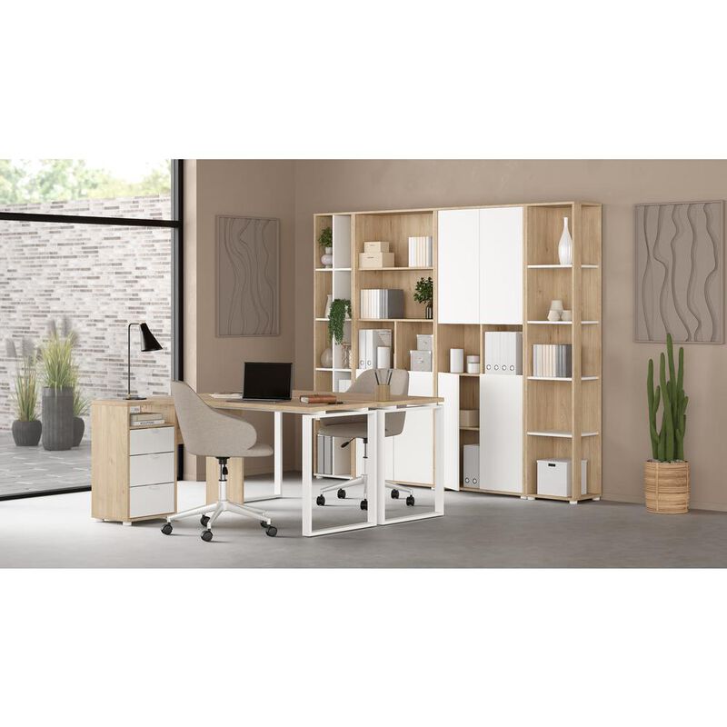 Tvilum Sign Open Narrow 5 Shelf Boockase, Jackson Hickory/White