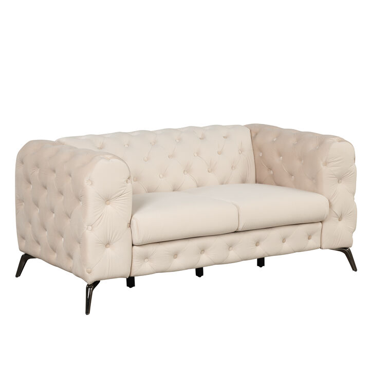 63" Velvet Upholstered Loveseat Sofa, Modern Loveseat Sofa With Button Tufted Back, 2-Person