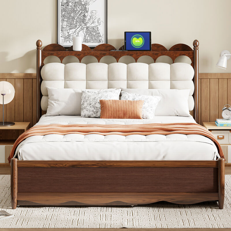 Merax Wooden Platform Bed with 2 Drawers and 1 Trundle