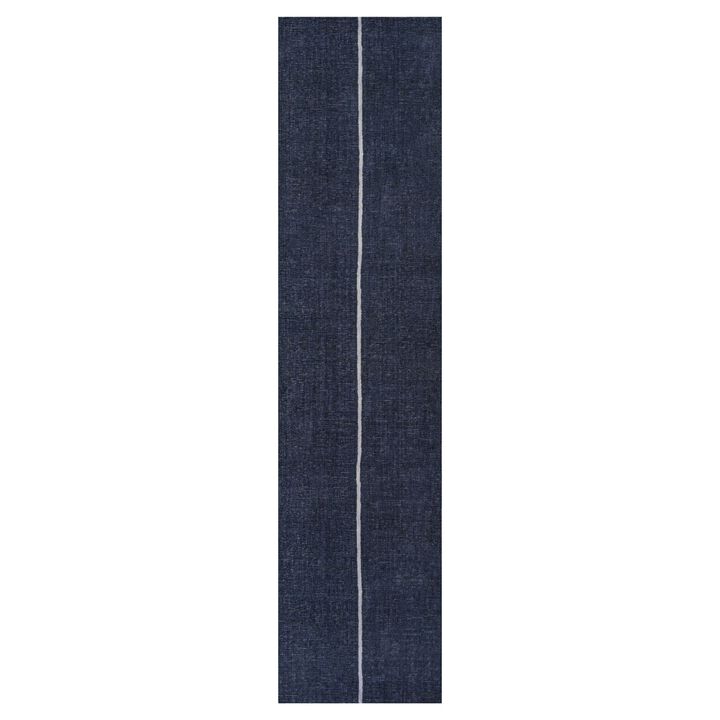 Linja Solid Centre Stripe Machine Washable Area Rug