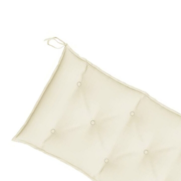 Claire Garden Cushion for Bench, Tufted Ivory White Oxford Fabric - Benzara