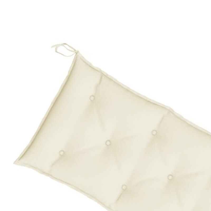 Claire Garden Cushion for Bench, Tufted Ivory White Oxford Fabric - Benzara