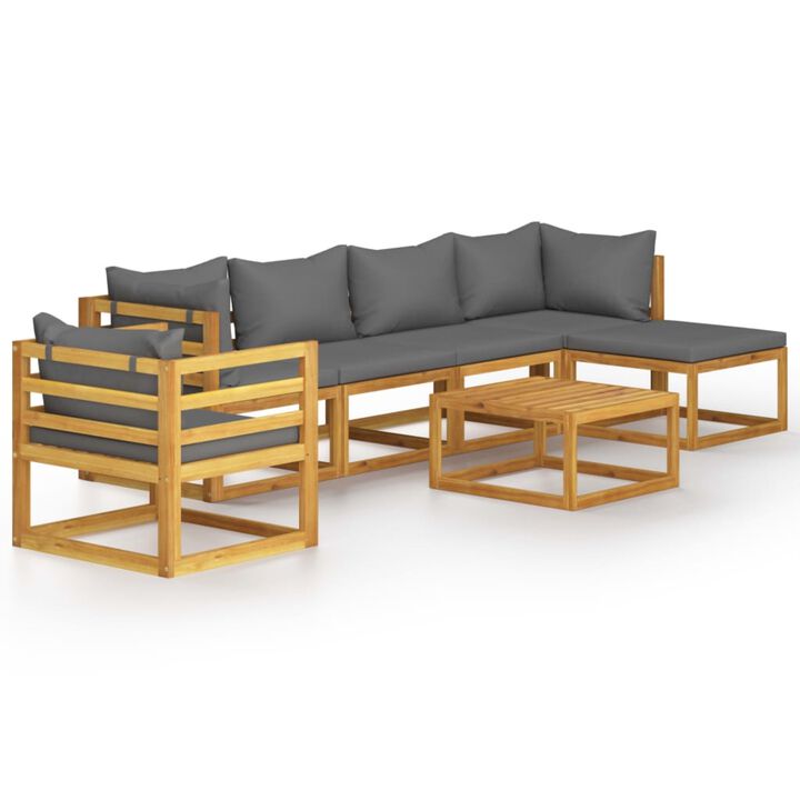vidaXL 7 Piece Garden Lounge Set with Cushion Solid Acacia Wood
