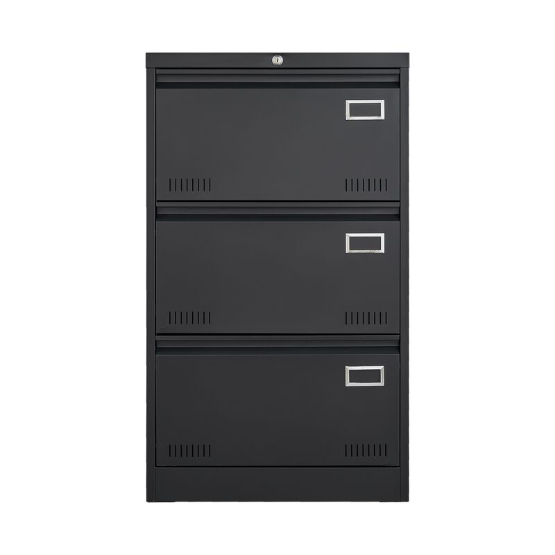 Filing Cabinet Lateral File Cabinet 3 Drawer, Blcak Locking Metal File Cabinets Three Drawer, Office Filing Cabinet with Lock Drawers for Home Office/Legal/Letter/A4/F4