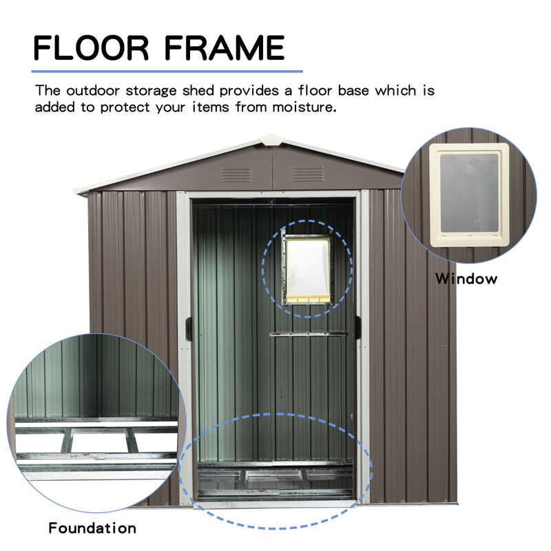 8FT X 4FT Outdoor Metal Storage Shed With Window