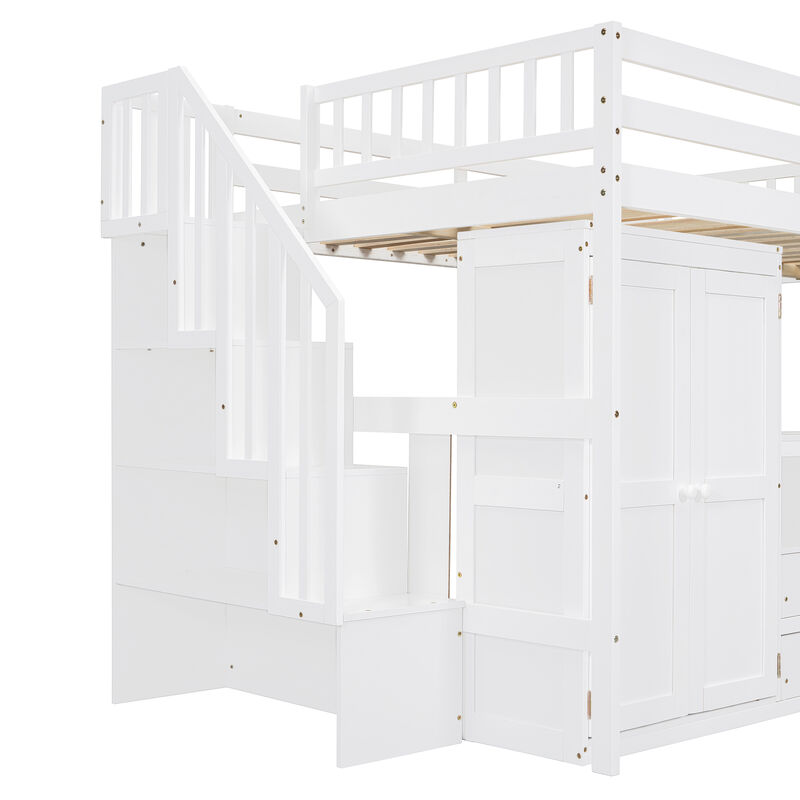Merax Loft Bed with Desk and Wardrobe