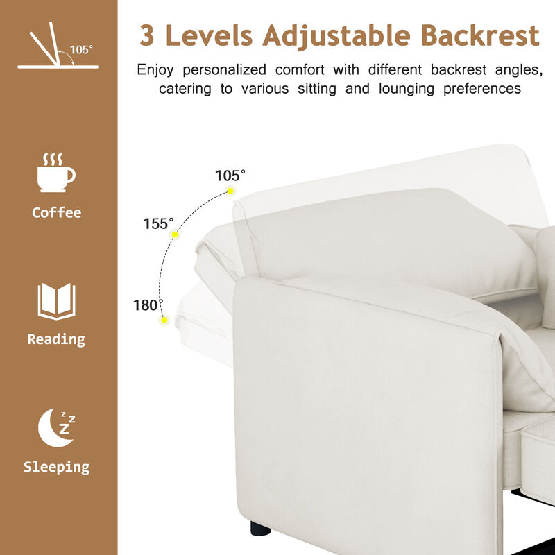 Merax Linen Armchair Convertible Pull Out Sofa Chair