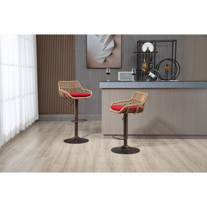 Swivel Bar Stools Set Of 2 Adjustable Counter Height Chairs With Footrest For Kitchen, Dining