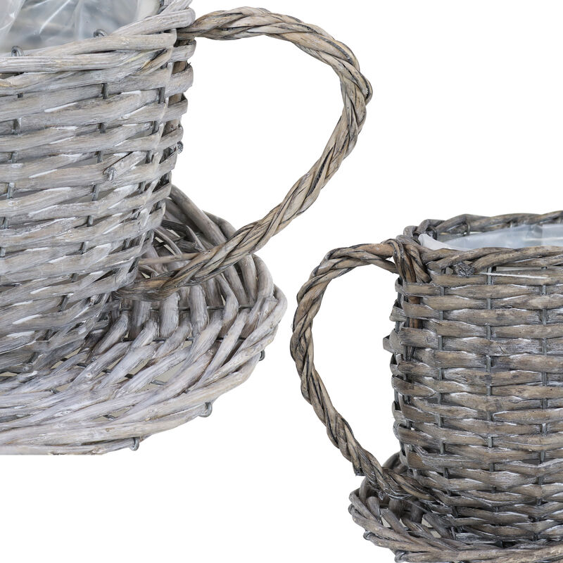 Sunnydaze Rattan Wicker Coffee Cup/Teacup Shape Planters - Set of 2