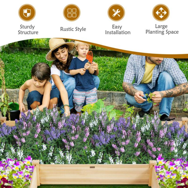 Hivvago U-Shaped Wooden Garden Raised Bed for Backyard and Patio