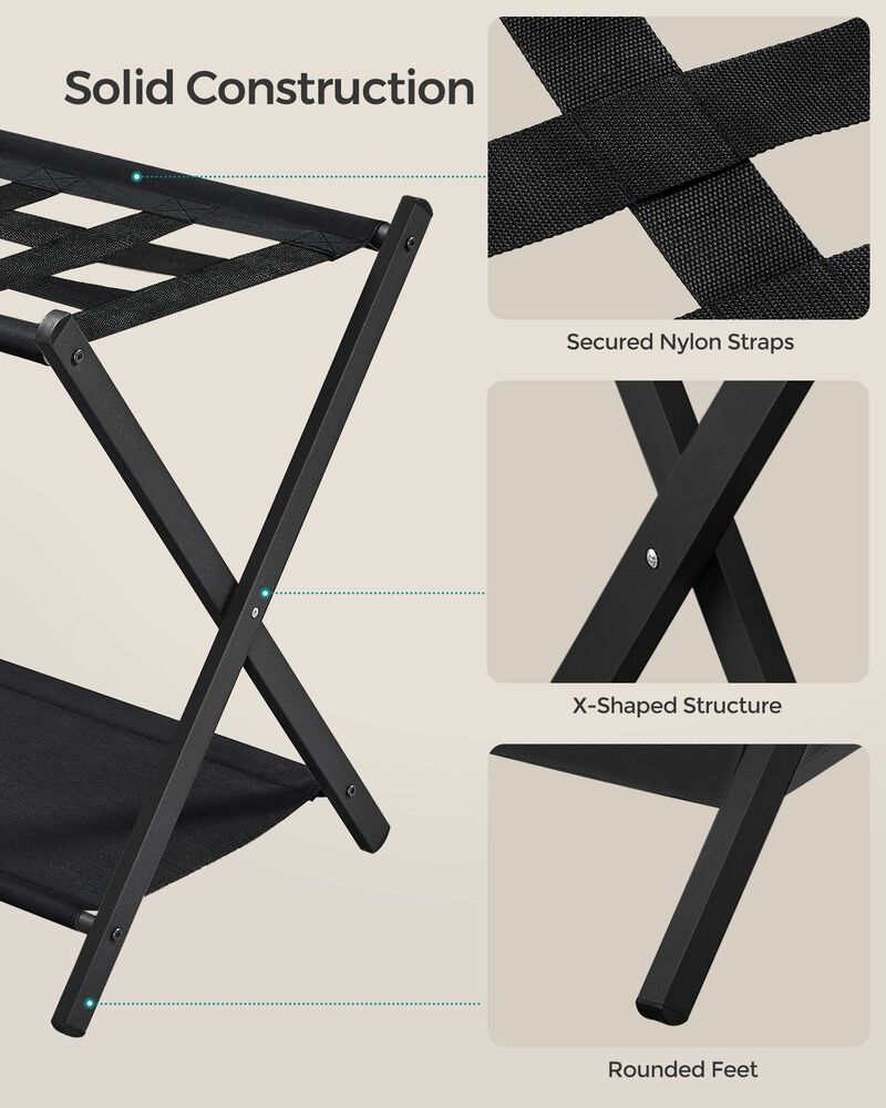 Set of 2 Luggage Racks with Foldable Design for Convenient Travel and Storage