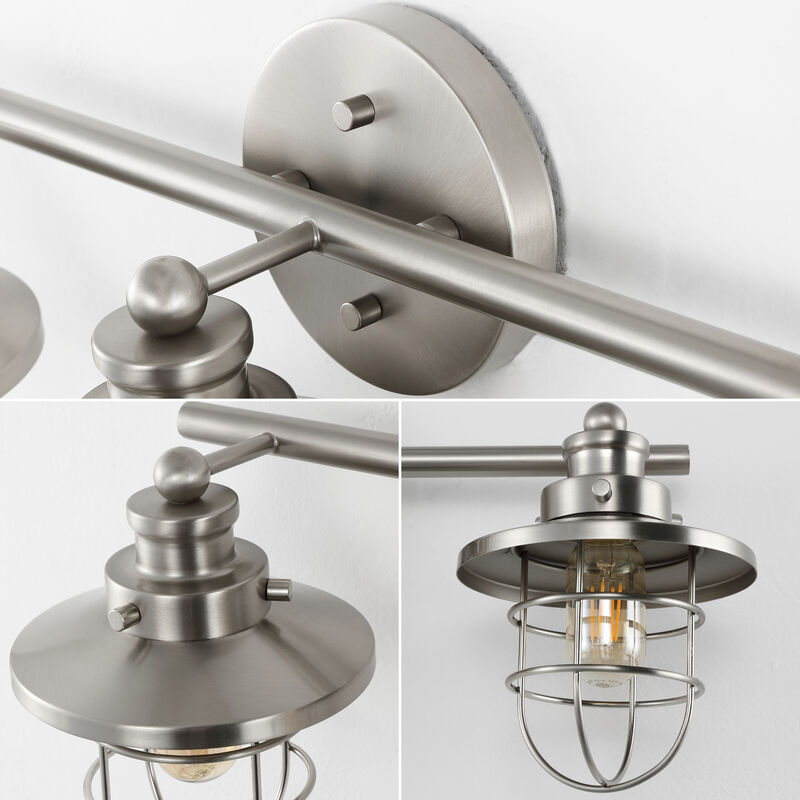Ellis 24" 3-Light Industrial Farmhouse Vanity Light with Bathroom Hardware Accessory 5-Piece Set