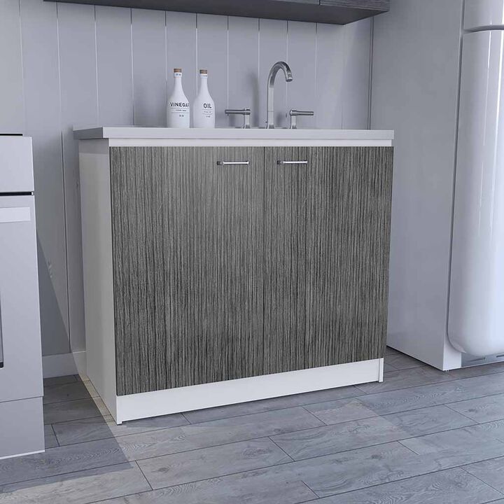 Utility Sink Vernal, Kitchen, White / Smoky Oak
