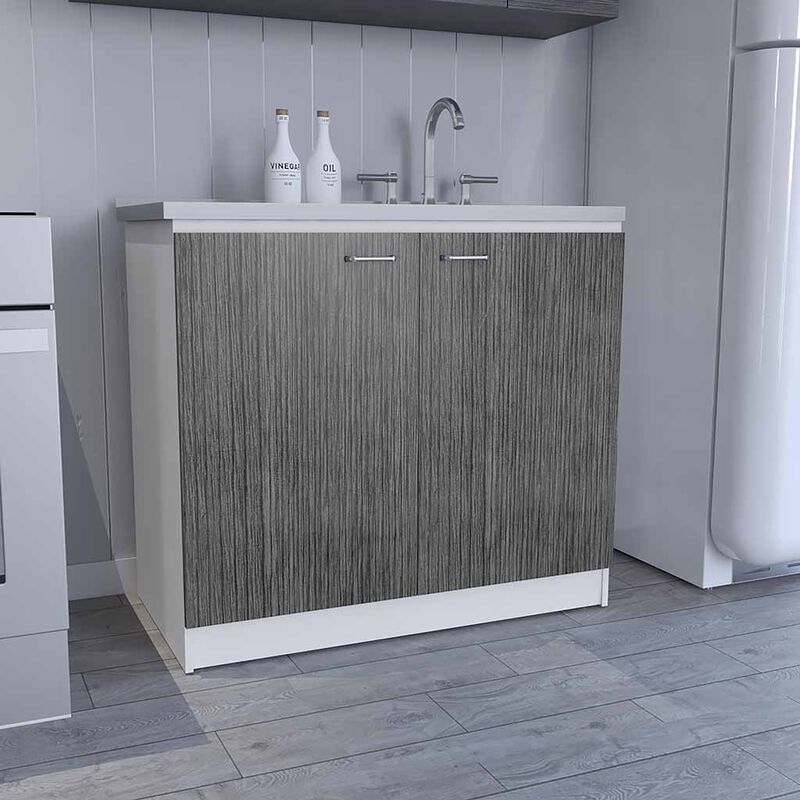 Utility Sink Vernal, Kitchen, White / Smoky Oak