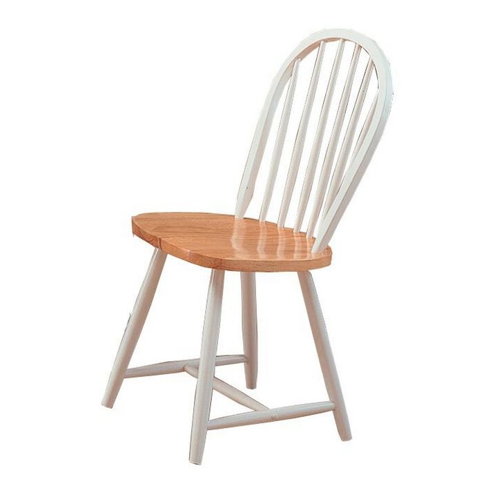 Handsomely Designed Dining Chair, White and Brown Set of 4-Benzara