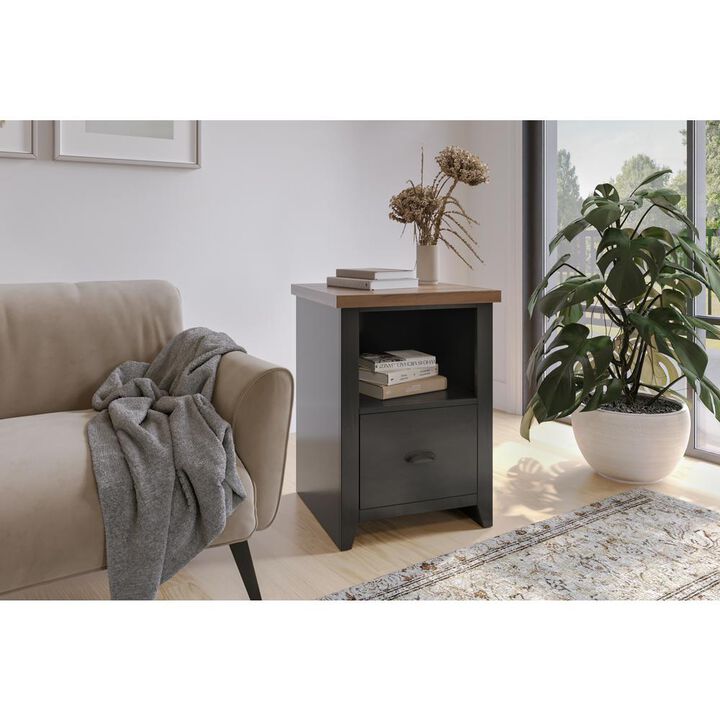 Bridgevine Home 22 inch 1-drawer file, Black and Whiskey Finish