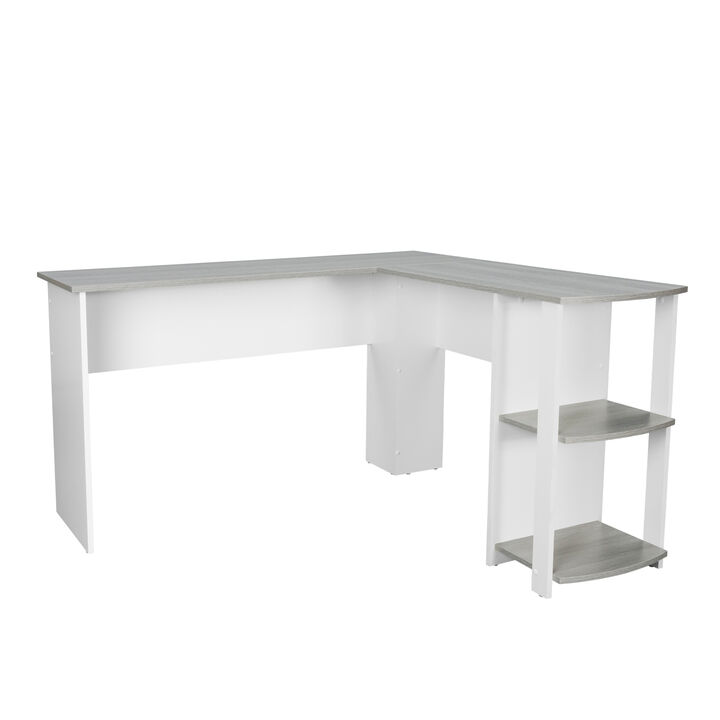 Modern L-Shaped Desk With Side Shelves