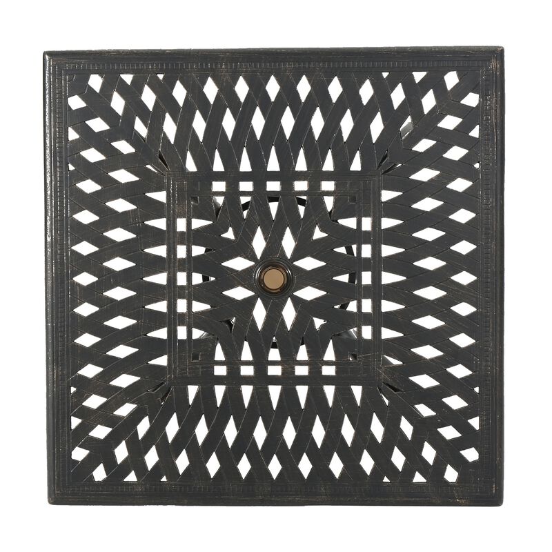 Serb Outdoor Dining Table, 37 Inch Square, Handcrafted Copper Patina Finish