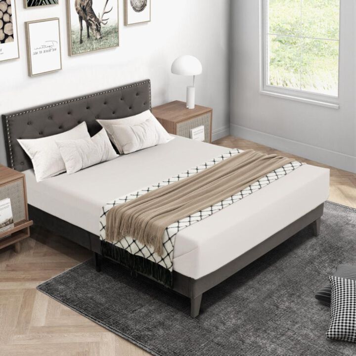 Hivvago Upholstered Platform Bed with Tufted Headboard