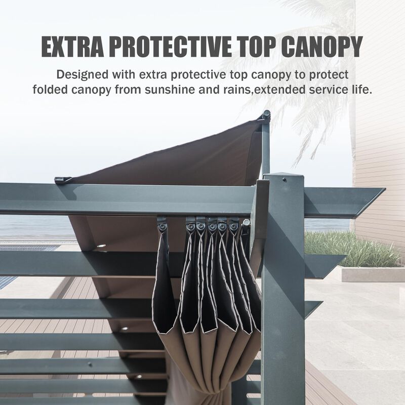 Mondawe 11x20Ft Outdoor Retractable Pergola,Rust-rResistant Aluminum Frame,Adjustable,Easy Assembly