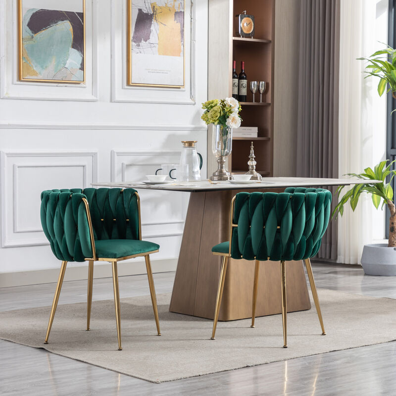 Dining Chair, Thickened Fabric Chairs With Wood Legs, Set Of 2