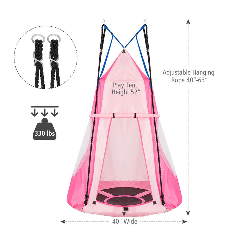 2-in-1 40 Inch Kids Hanging Chair Detachable Swing Tent
