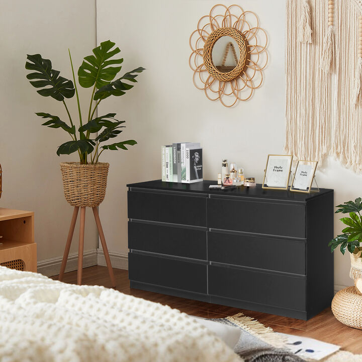 6 Drawer Double Dresser, Spacious Storage Cabinet for Bedroom, Entryway & Living Room