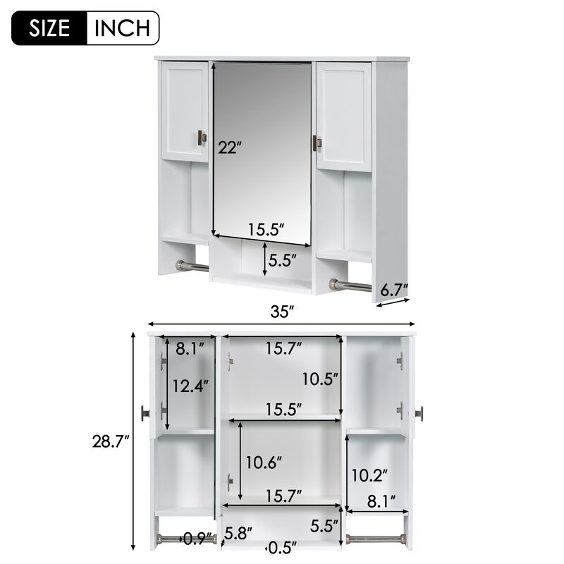 Modern Bathroom Wall Cabinet with Mirror and Convenient Towel Bar