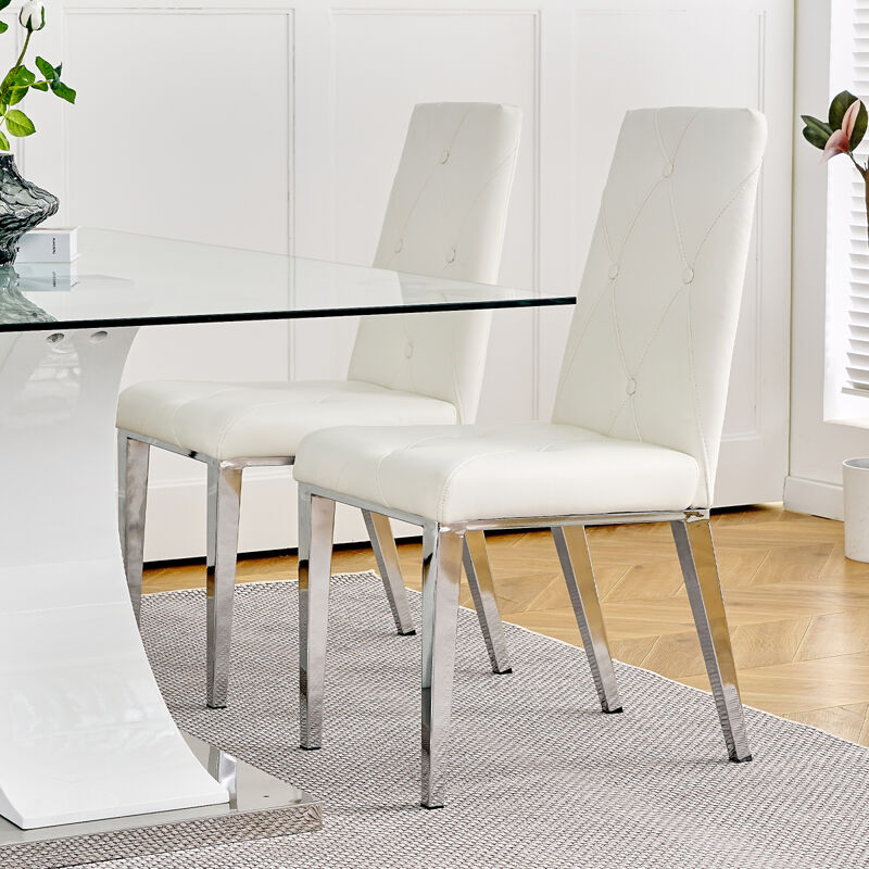Luxury White Dining Chair Set of 2