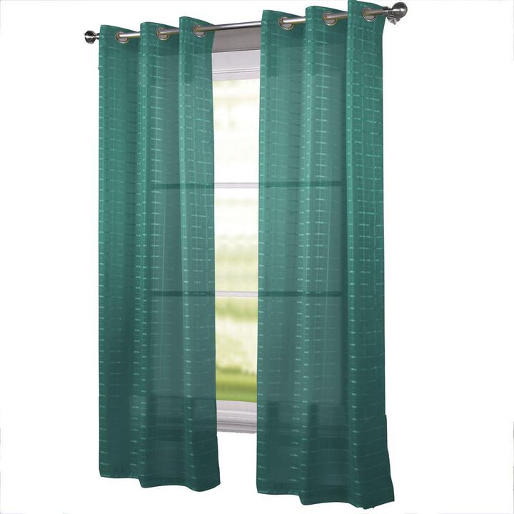Olivia Gray Wanda Box Voile Grommet Panel - Machine Washable Polyester Curtain Panels with 8 Shiny Silver Grommets