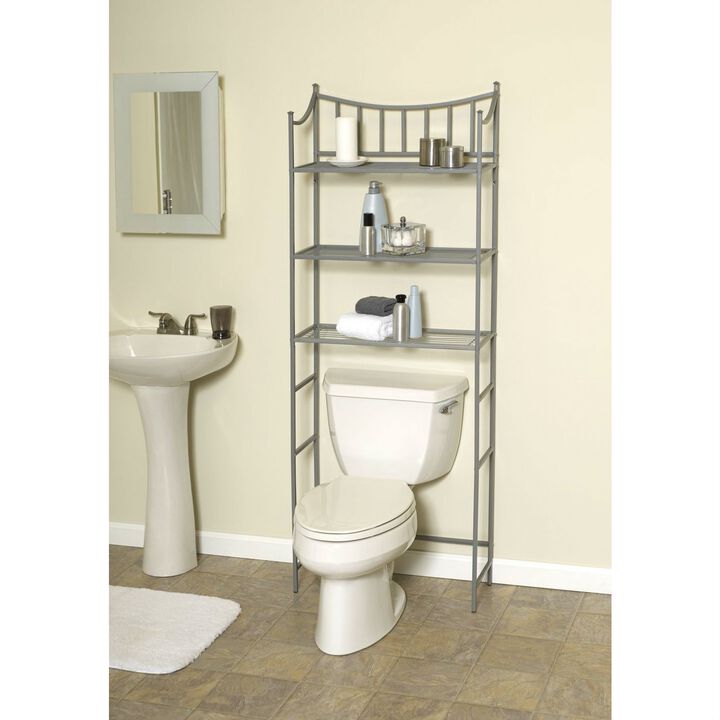 Hivvago Bathroom Space Saving Over the Toilet Linen Tower Shelving Unit in Nickel Finish