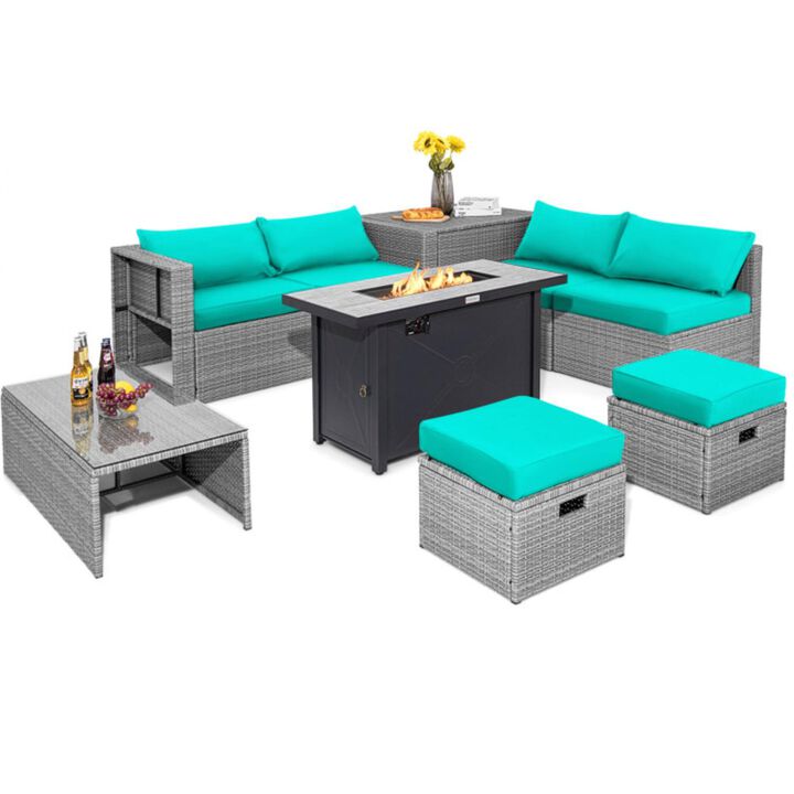 Hivvago 9 Pieces Patio Furniture Set with 42 Inches 60000 BTU Fire Pit