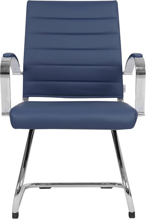 LeisureMod Benmar Home Leather Guest Office Chair in Black