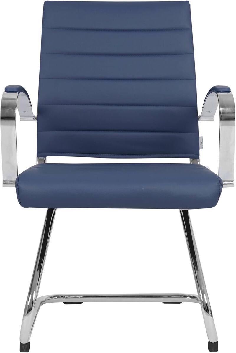 LeisureMod Benmar Home Leather Guest Office Chair in Black