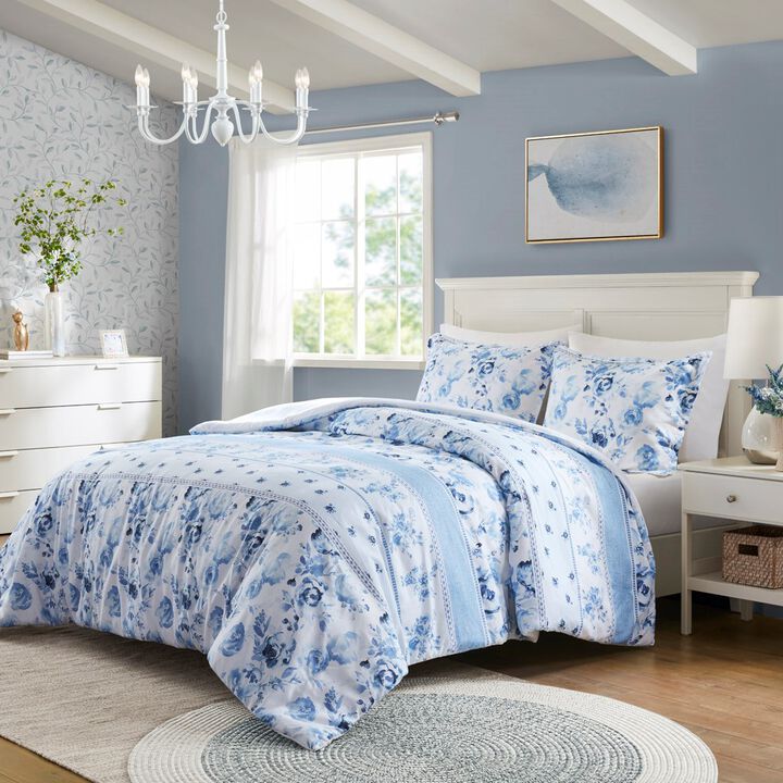 Gracie Mills Alejandra Floral Striped Duvet Cover Set