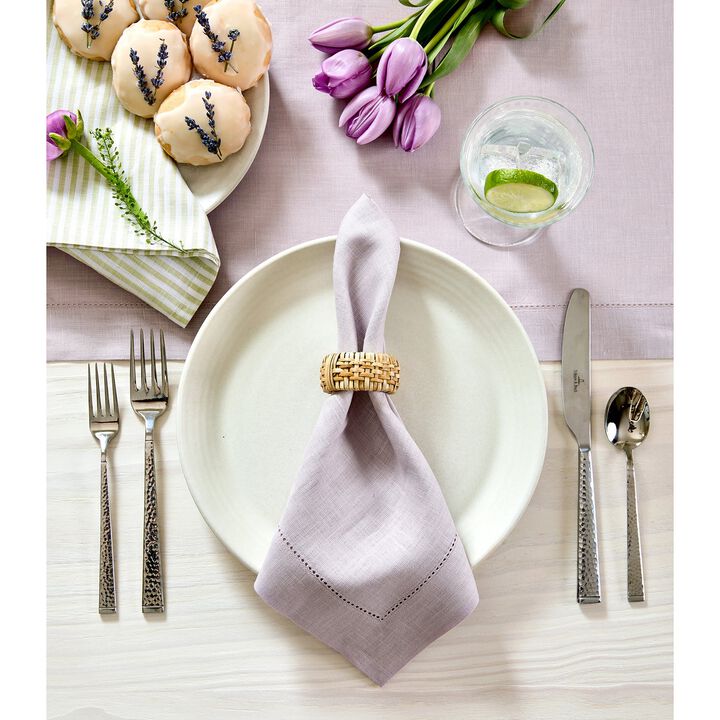 Solino Home 100% Pure Linen Dinner Napkins 20 x 20 Inch Set of 4 | Classic Hemstitch