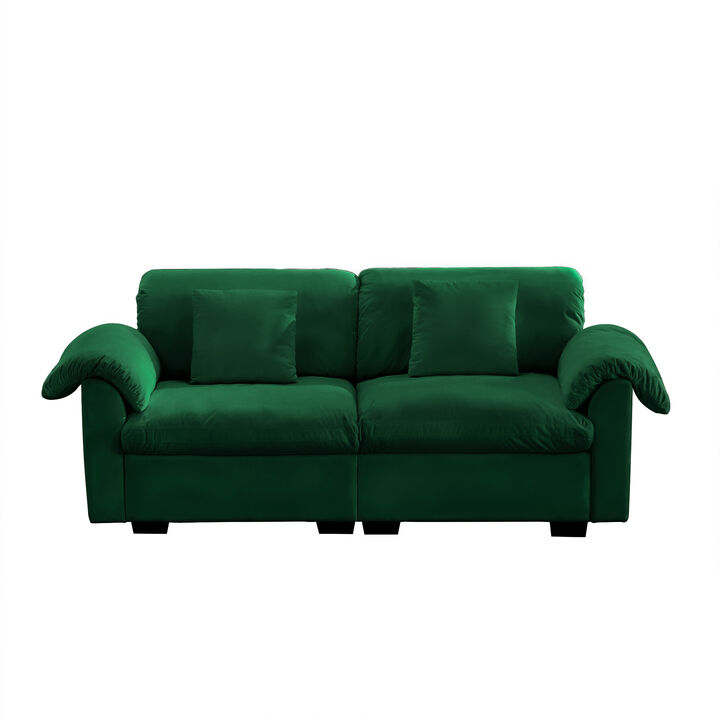 Merax Velvet Loveseat Sofa with Hidden Storage