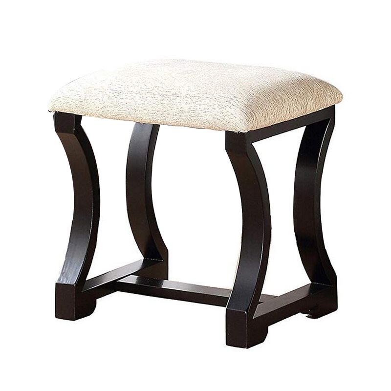 Modish Vanity Set Featuring Stool And Mirror Black-Benzara