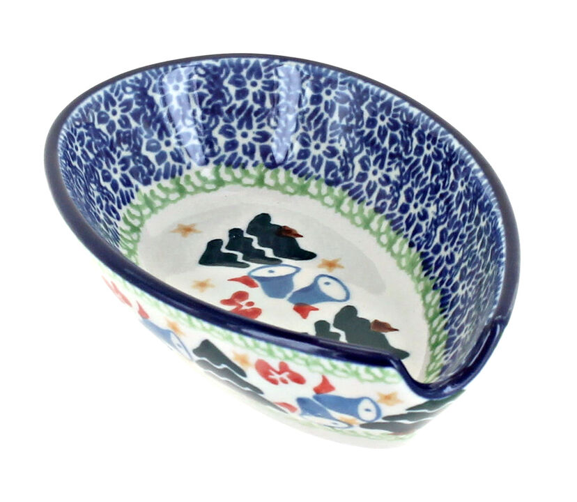 Blue Rose Polish Pottery Dreaming of Poppies Small Spoon Rest