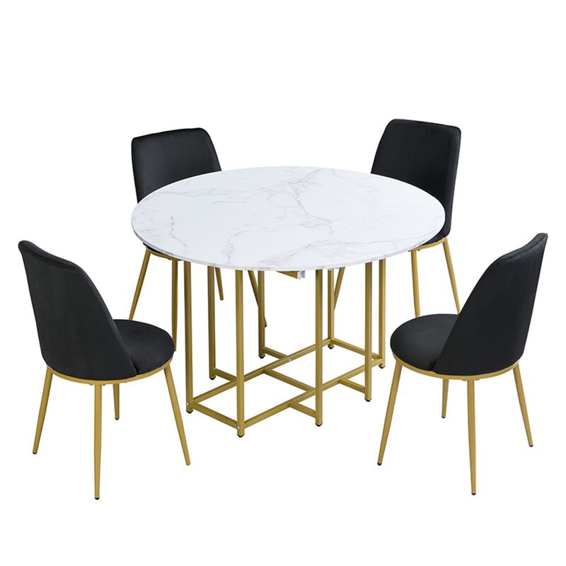 Merax 5-Piece Extendable Kitchen Dining Table Chairs Set