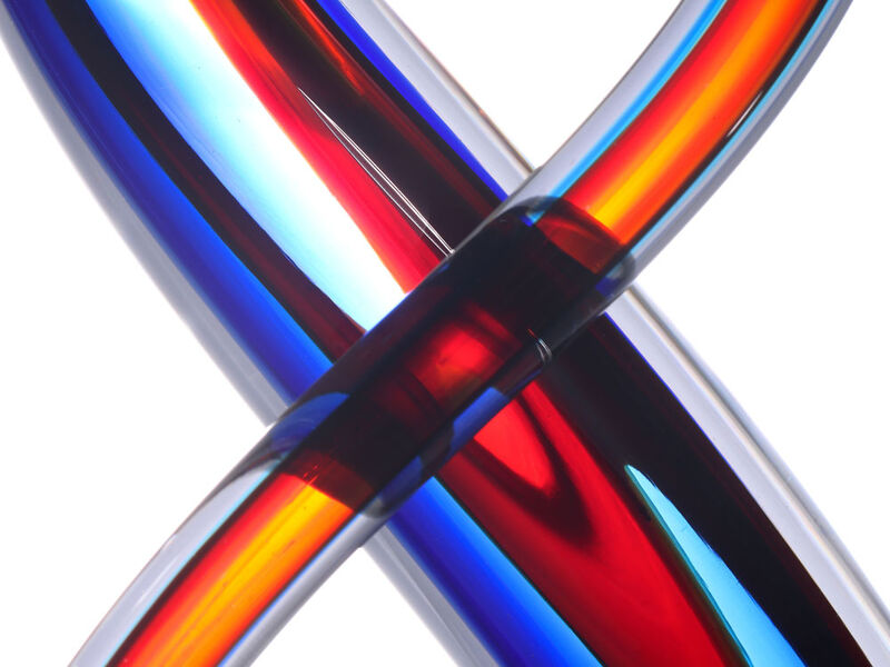 Hand Blown Treble Sommerso Art Glass Sculpture