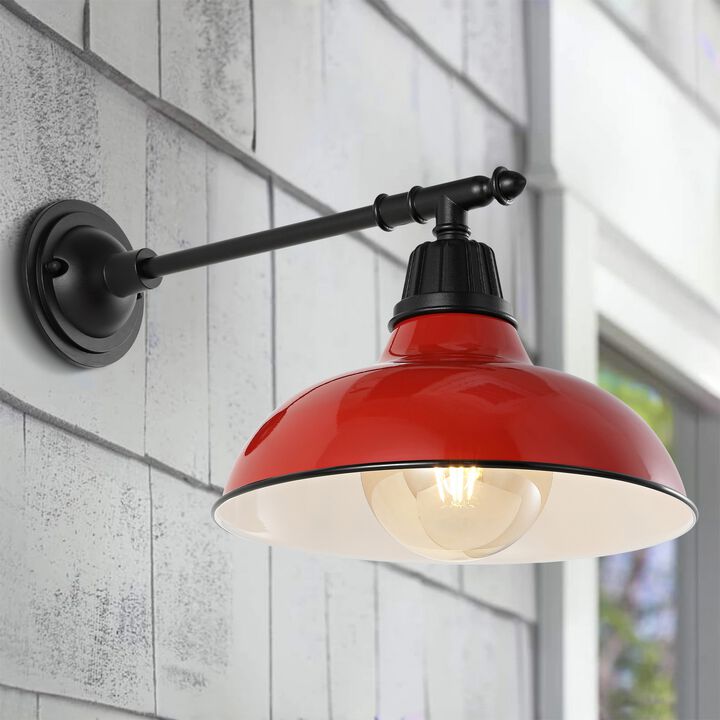 Wallace Farmhouse Industrial Indoor/Outdoor Iron LED Victorian Arm Outdoor Sconce