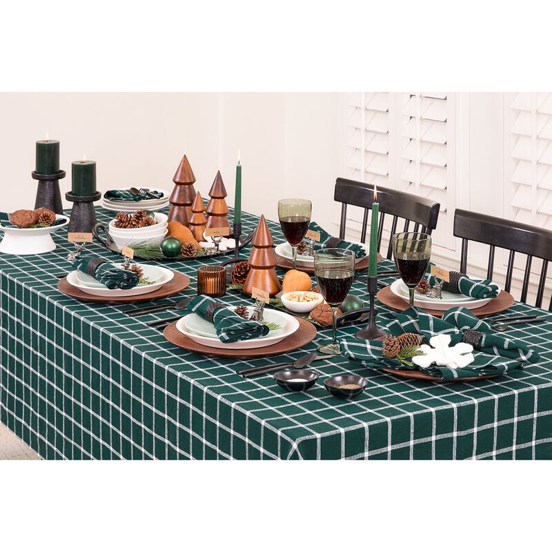 Solino Home 100% Pure Linen Tablecloth | Windowpane Stripe