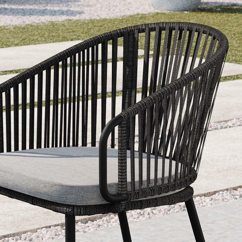 Modway Harbor Aluminum and Fabric Outdoor Armchair in Charcoal Gray