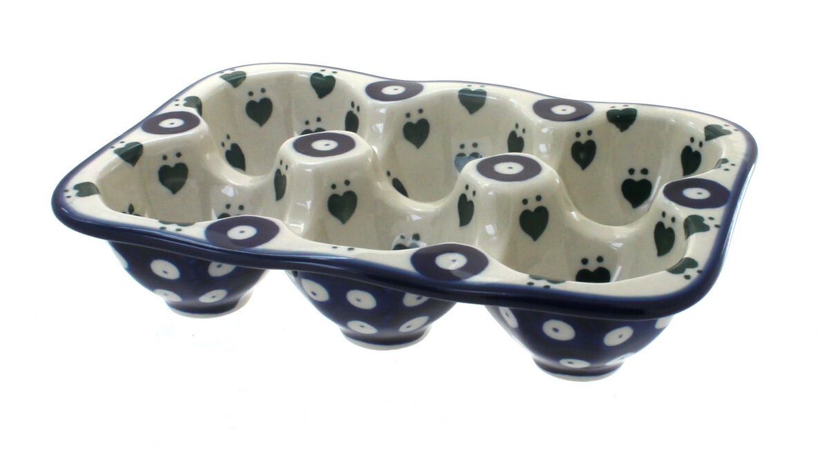Blue Rose Polish Pottery Maia Egg Tray - 6 Count
