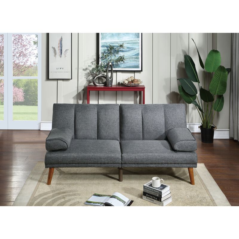 Blue Grey Polyfiber Sectional Sofa Set with Adjustable Chaise