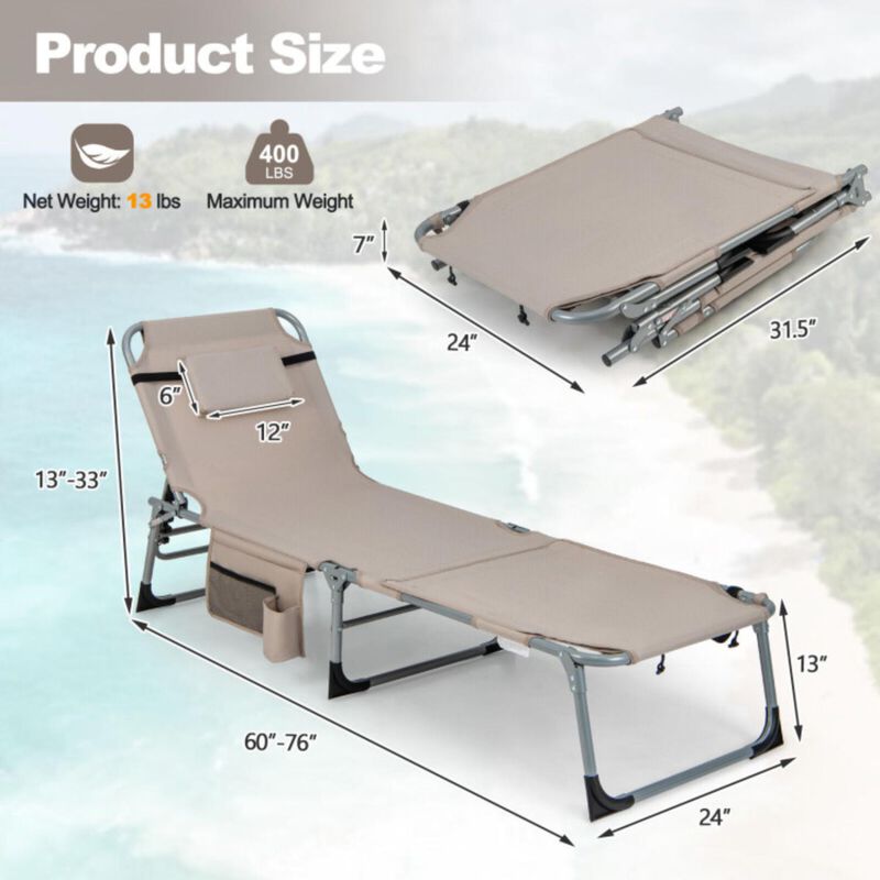 Hivvago 5-position Outdoor Folding Chaise Lounge Chair