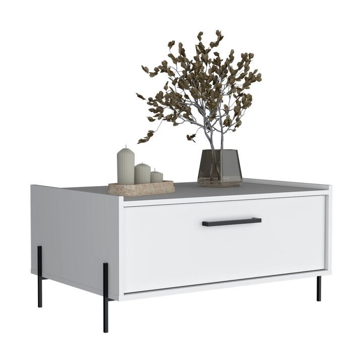 Juneau Coffee Table 15.6" H, 1 shelf, 4 legs, Black