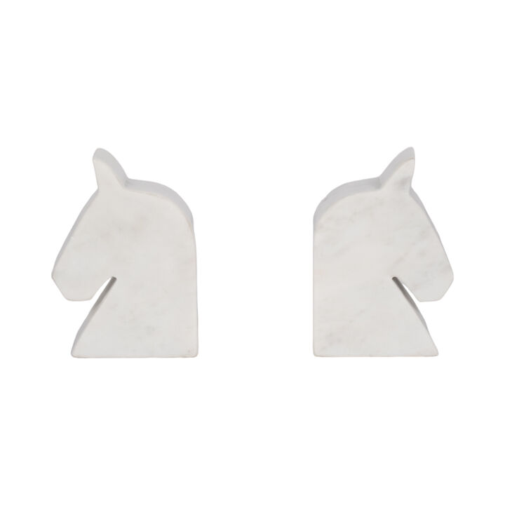 Marble Horse Head Bookends Set