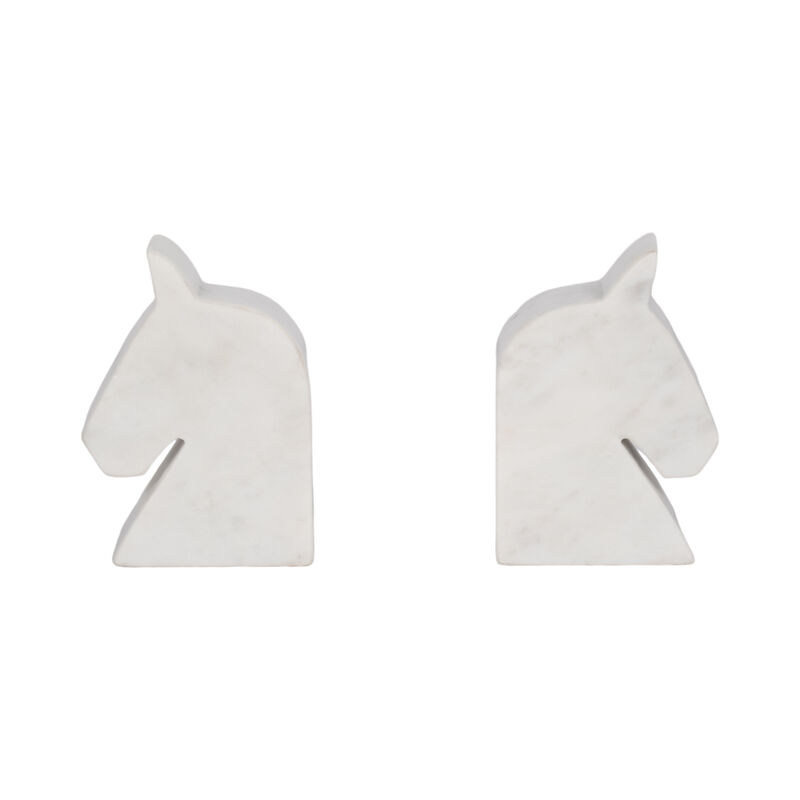 Marble Horse Head Bookends Set